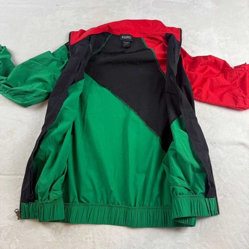 Vintage Ashro Windbreaker Jacket Adult Small Pan-African Colorblock Full Zip Up